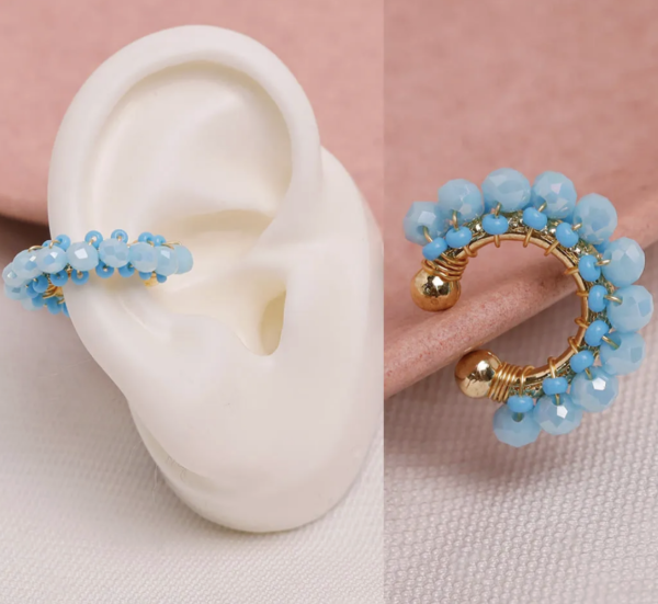 Our Elegant Blue Beaded Ear cuff